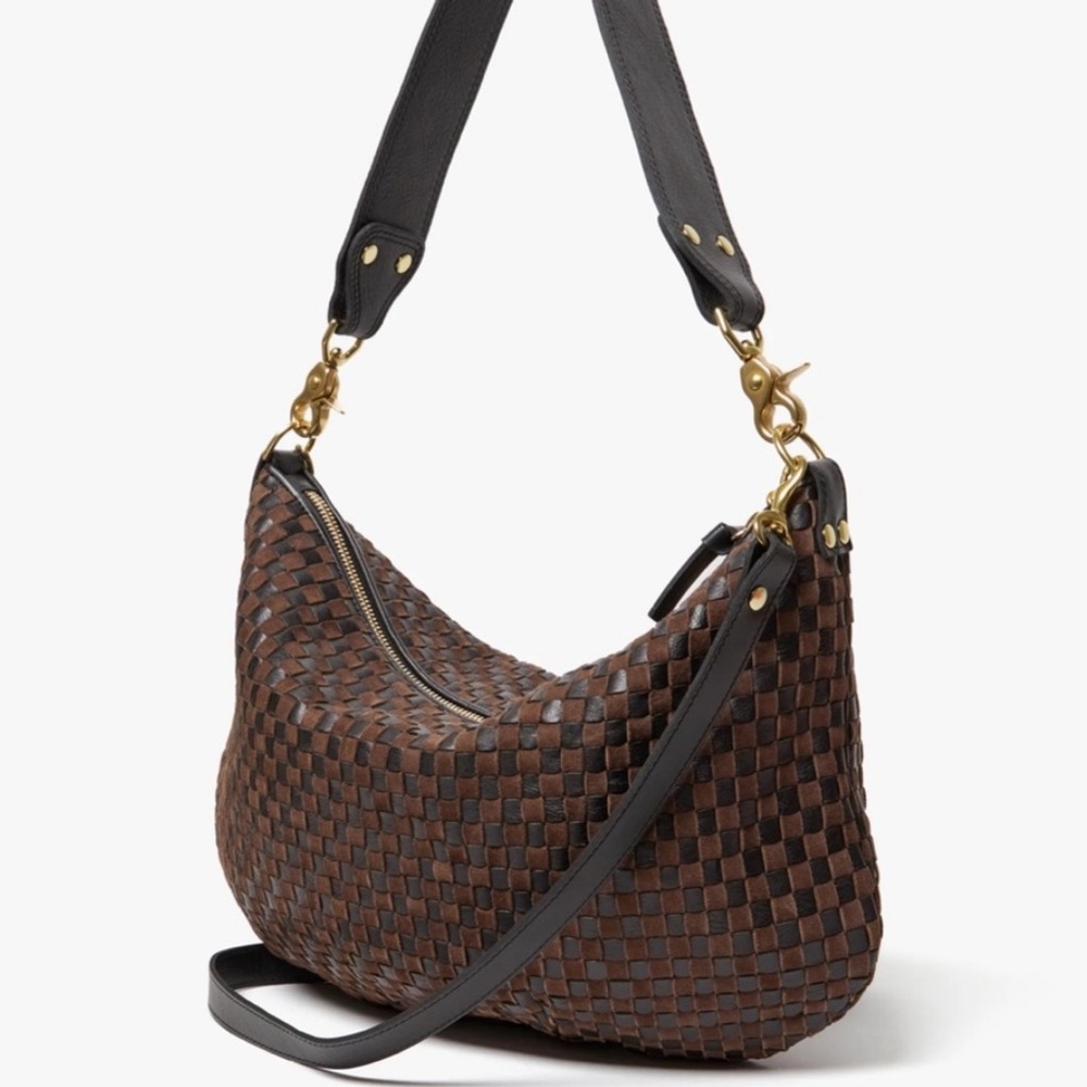 Clare V Moyen Messenger Black/Chocolate Woven Checker Bag NWT - Picture 10 of 10